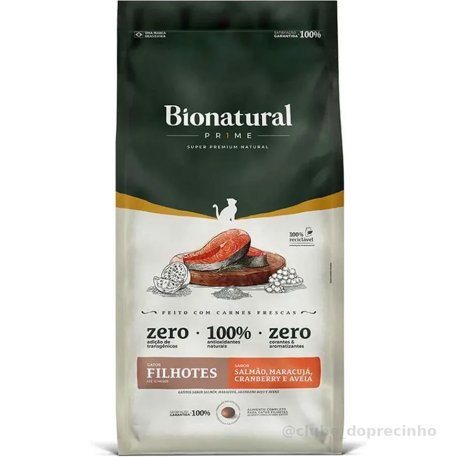 Ração Seca Bionatural Prime Salmão para Gatos Filhotes 20kg