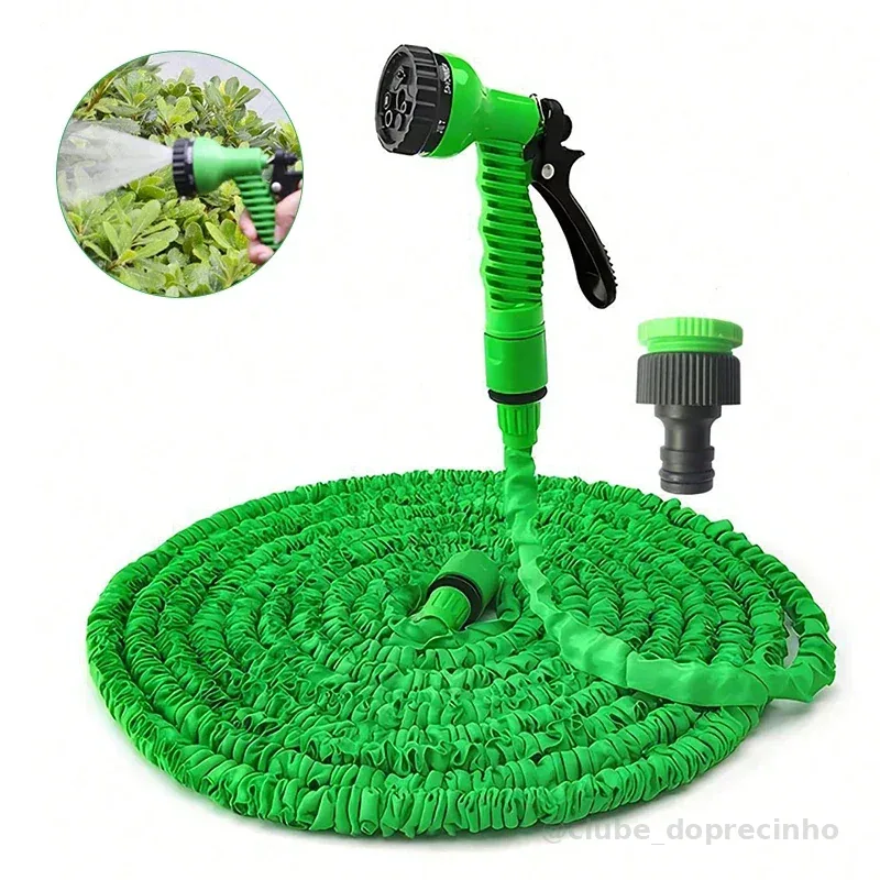 Mangueira Mágica Extensível 30m ou15m com Gatilho 7 Jatos Engate Rápido Compacta Leve e Resistente