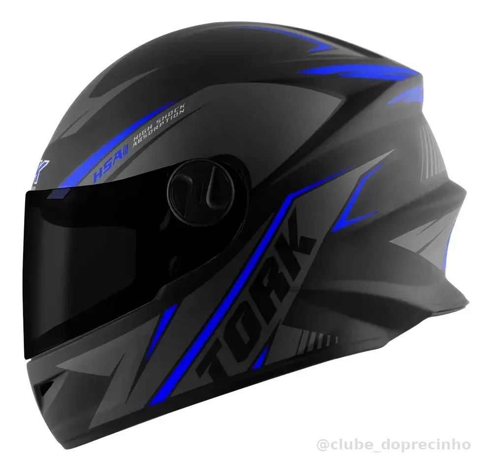 Capacete Fechado Pro Tork Liberty Four Kids Fk Vis. Fumê Nfe Azul 53/54