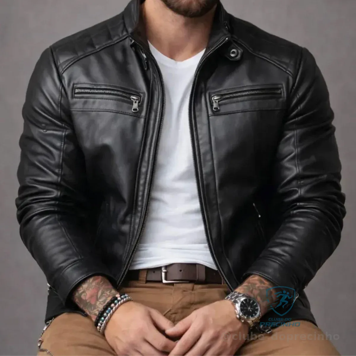 Jaqueta De Couro Masculina Casaco Blusa De Frio Impermeavel