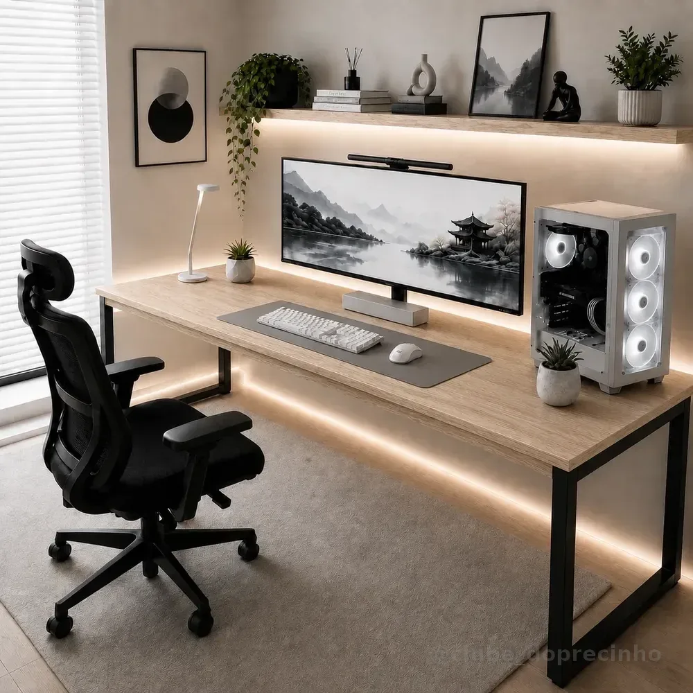 Mesa 150cm Industrial Madeira Para Escritório E Estudos Madeira