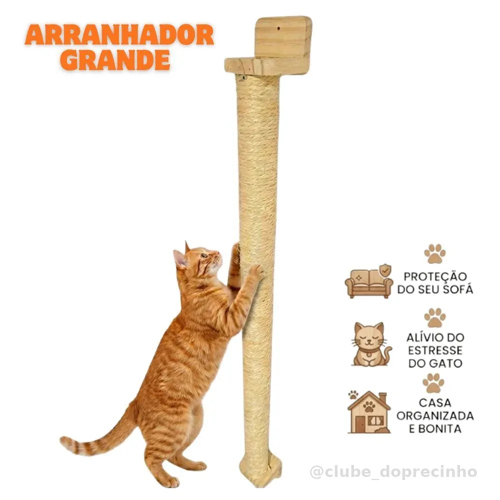 Arranhador Grande Parede (107 cm) Gatos Vertical Sisal Poste Brinquedo Pet Para Casa Felino