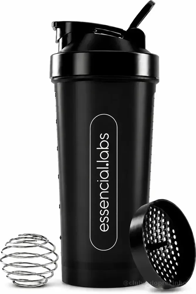 COQUETELEIRA / SHAKER Academia BPA Free Cor Preto - 600ml