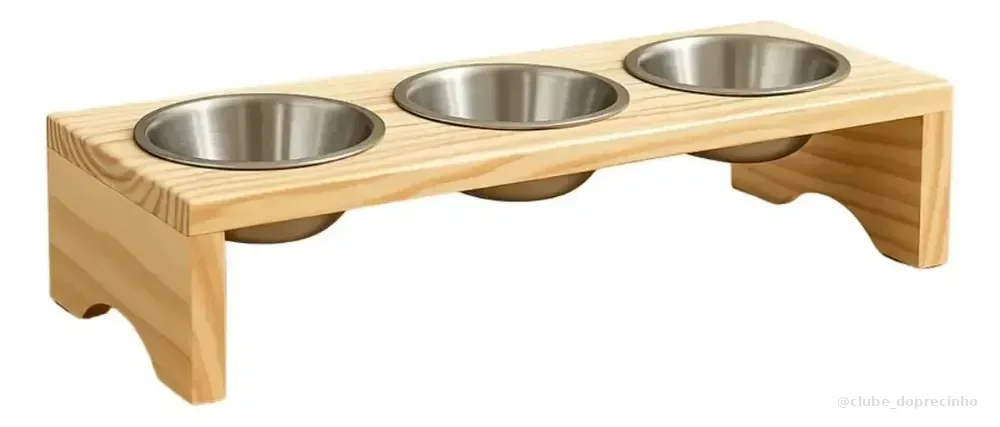 Comedouro Triplo Elevado Cães E Gatos Três Potes 200ml 0 Cru