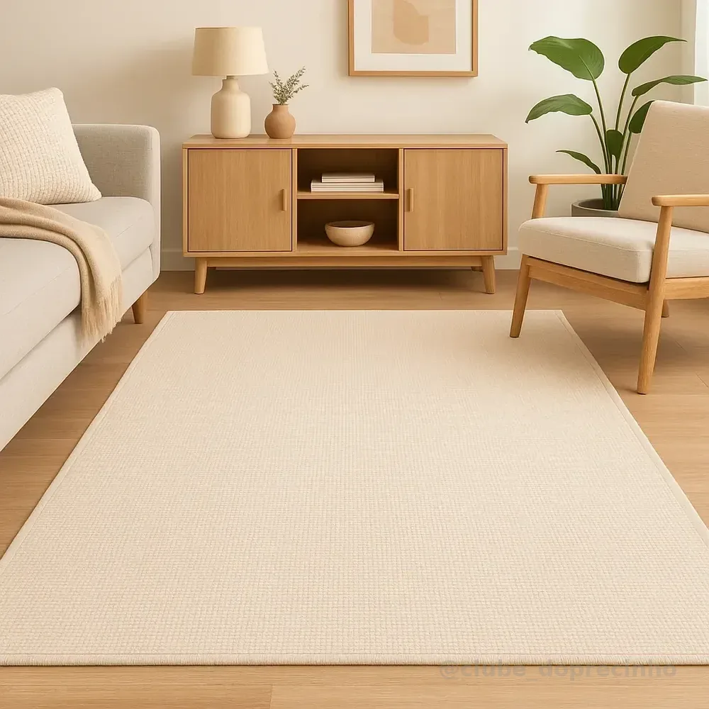 Tapete Sala Quarto Grande 300x200 Jacquard Antiderrapante 2 M 3 M Boho Creme