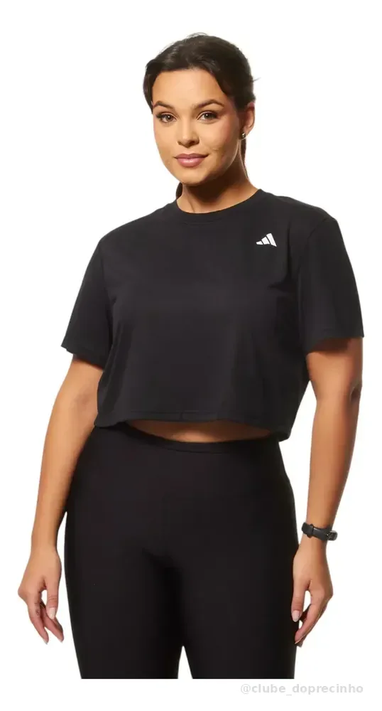 Camiseta Esportivo Feminina Boxy Essentials adidas Black Liso M Lisa