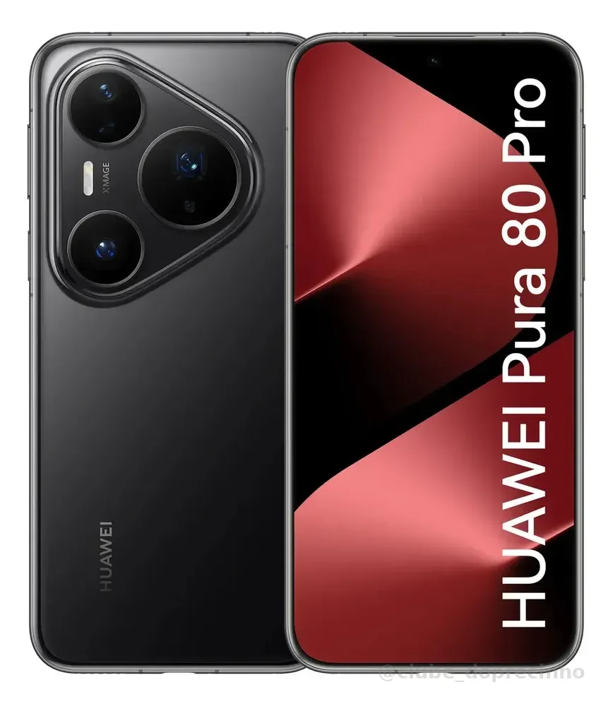 Smartphone HUAWEI Pura 80 Pro 12GB+512GB Câmera Ultra-iluminação de 1 Polegada Câmera Teleobjetiva Macro Ultra-iluminação Cancelamento de Ruído por IA 5.17 Ah Dual SuperCharge Celular Preto