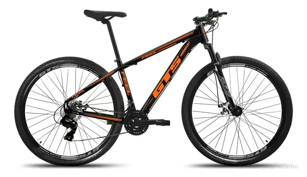 Bicicleta Aro 29 Gts Feel New Alumínio 24v Freio A Disco Preto Com Laranja 19