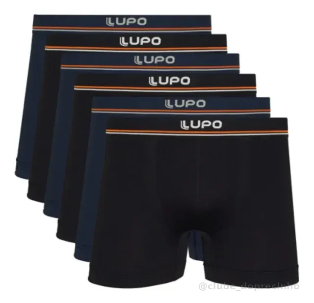 Kit 6 Cuecas Lupo Boxer Poliamida Sem Costura Box Masculina