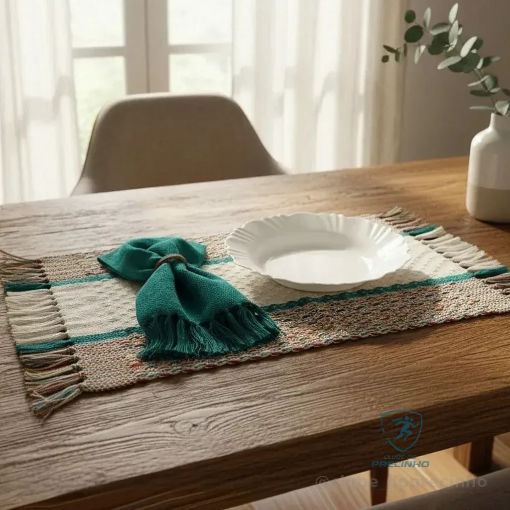 Kit Jogo Americano Com Franja 4 Lug. Mesa Posta/tear Mineiro