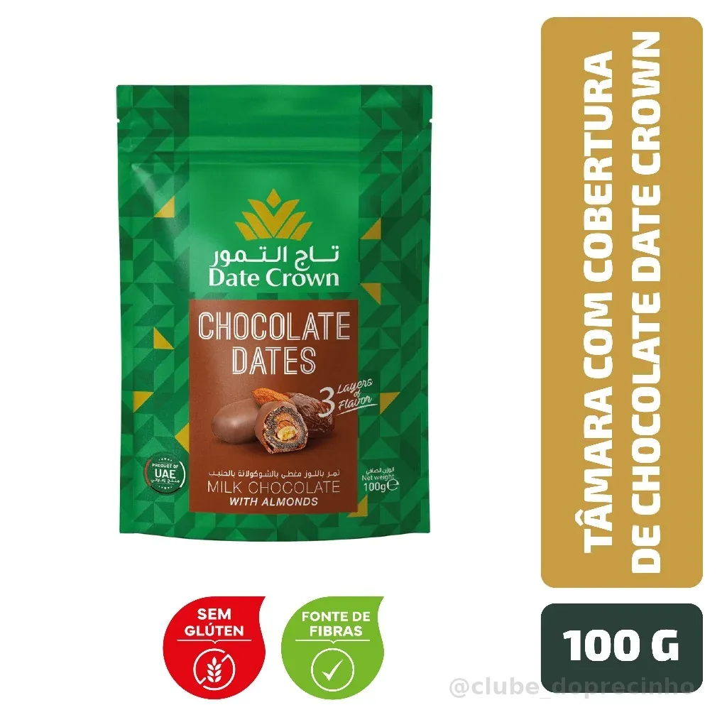 Tâmara com Cobertura de Chocolate Date Crown 100 g OFF VITAO