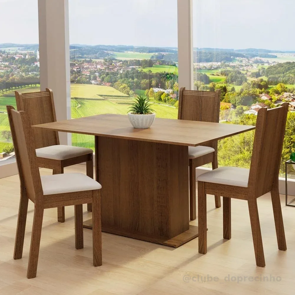 Conjunto Sala de Jantar Luana Mesa 4 Cadeiras Madesa