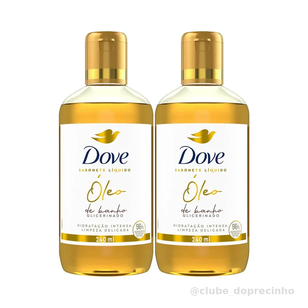KIT C/2 SABONETE LIQUÍDO ÓLEO DE BANHO GLICERINADO 240ML DOVE