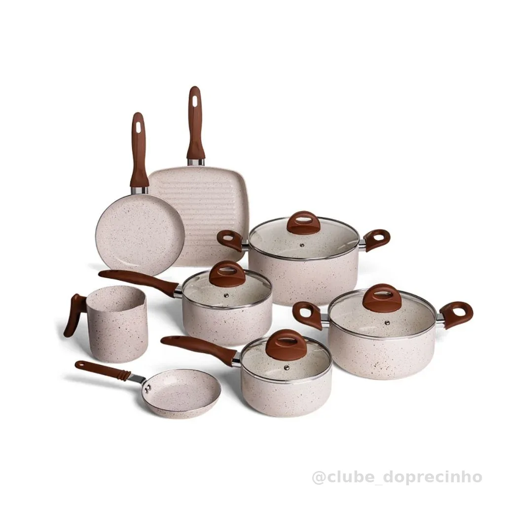 Jogo de Panelas Vanilla Ceramic Life Brinox Smart Plus 8 Peças - Antiaderente