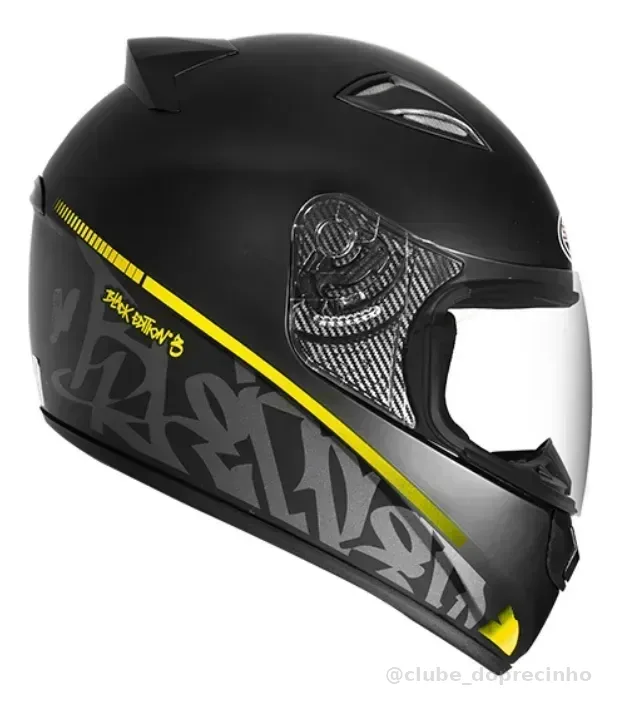 Capacete Fechado Ebf New Spark Black Edition 3 Inmetro Abs Amarelo Brilhante 59/60