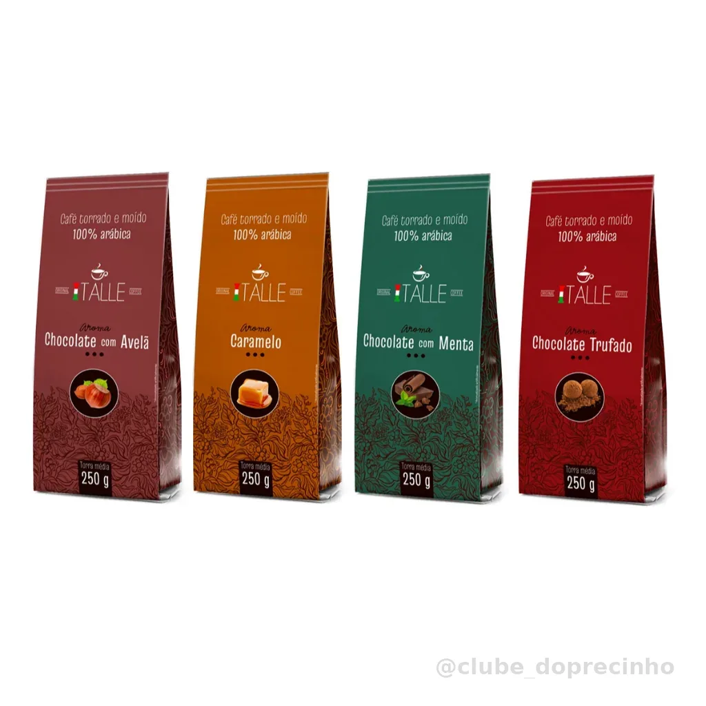 Kit 4 Cafés Torrado E Moído Aromatizados - Todos os Aromas