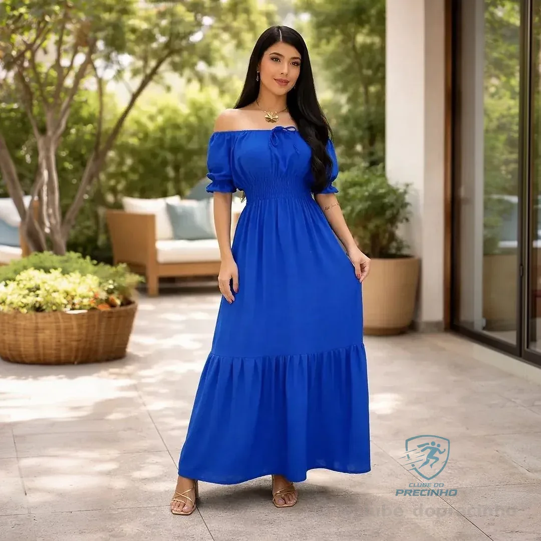 Vestido Longo Feminino Evangélico Chique Soltinho Ciganinha