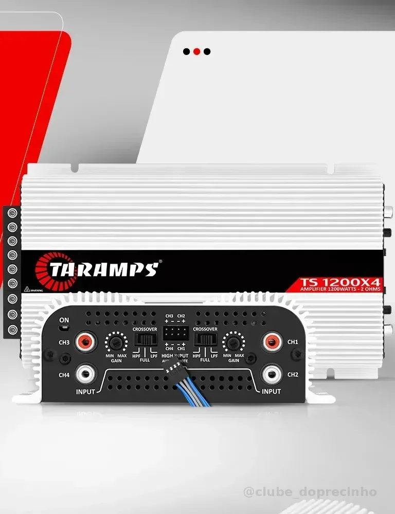 Amplificador Taramps TS 1200X4 1200W de Potência 4 Canais Estéreo para Som Automotivo