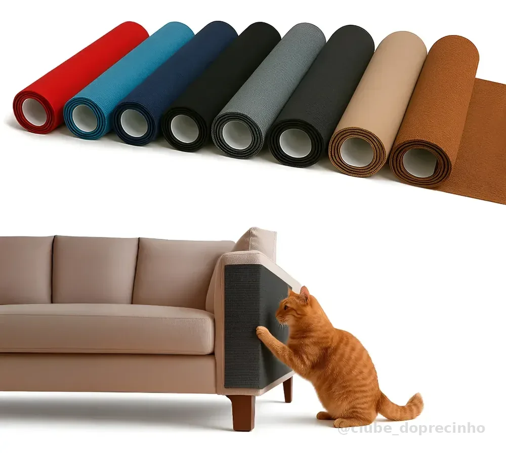 Arranhador E Protetor De Sofá Adesivo Gatos 100cmx50cm Cinza Cinza