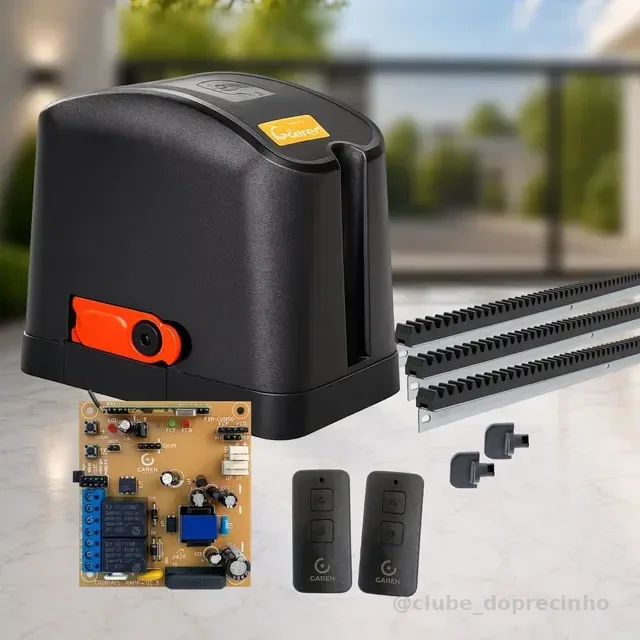 Kit Motor Portao Eletronico Garen 1/4hp 400kg 2controles 3m