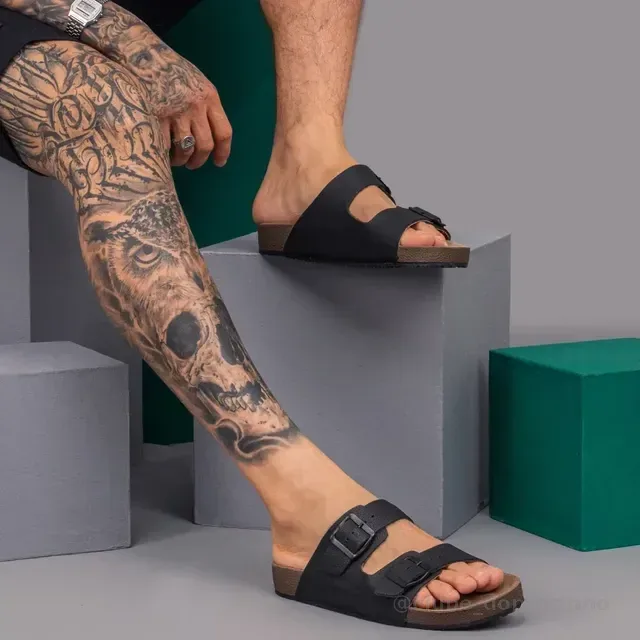 Sandalia Masculina Birken Chinelo Em Couro Legitimo Nathos