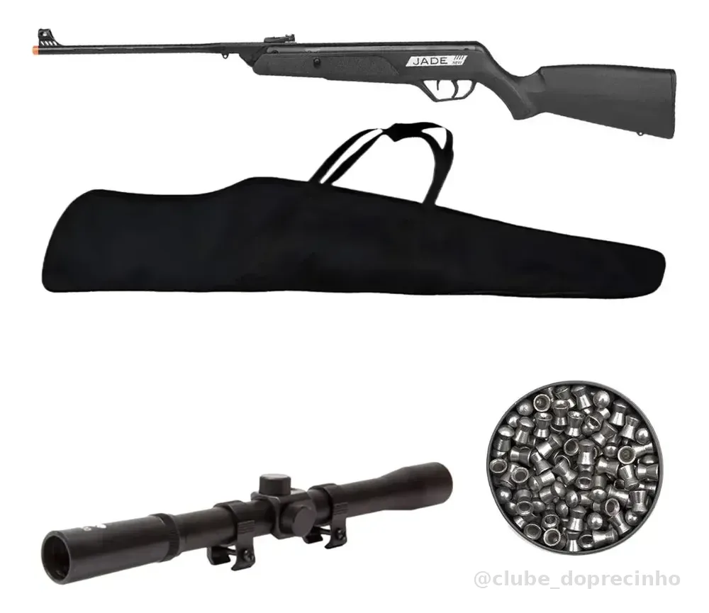 Carabina Rifle Cbc Jade 5.5 + Luneta + Chumbinho + Capa Preto 5.5 Mm