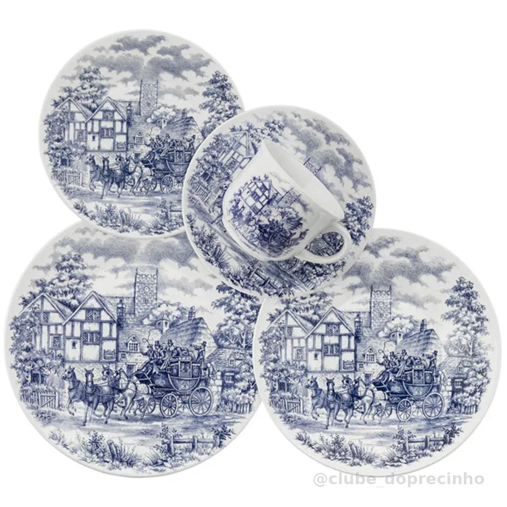 Aparelho de Jantar Oxford Donna Cena Inglesa 20 Peças Porcelana Completo