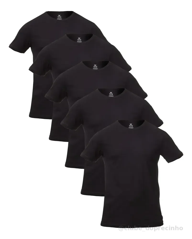 Kit Com 5 Camisetas Masculinas Básicas Slim Hering 4fv31den Preto Lisa M