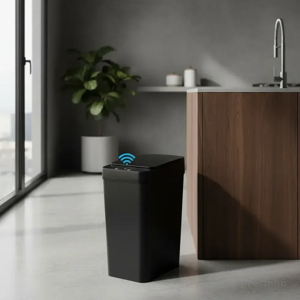 Lixeira Sensor Automática Inteligente 13 L Presença Moderna Preta