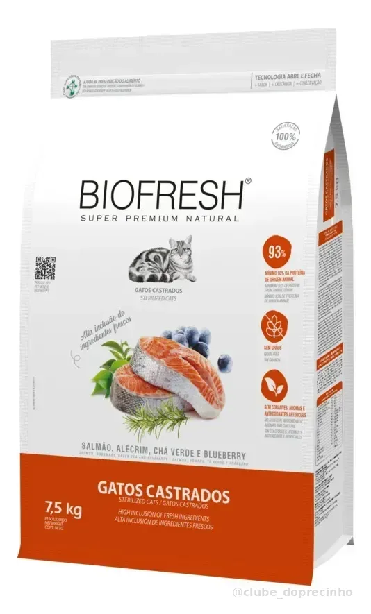 Hercosul Biofresh Super Premium Gato Castrado Salmão Gato Adulto Sec
