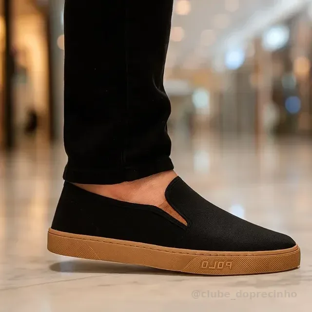 Tênis Sapatênis Masculino Polo Slip On Em Lona Macio E Leve