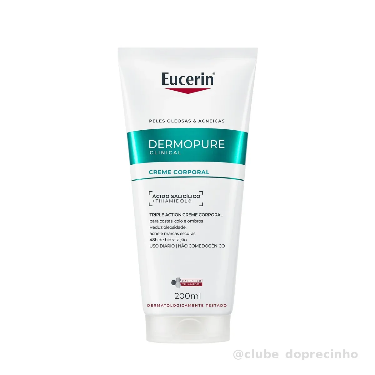 EUCERIN Creme Corporal AntiAcne Dermo Pure Efeito Triplo 200ml, AntiOleosidade, AntiManchas, Thiamidol, Peles Oleosas