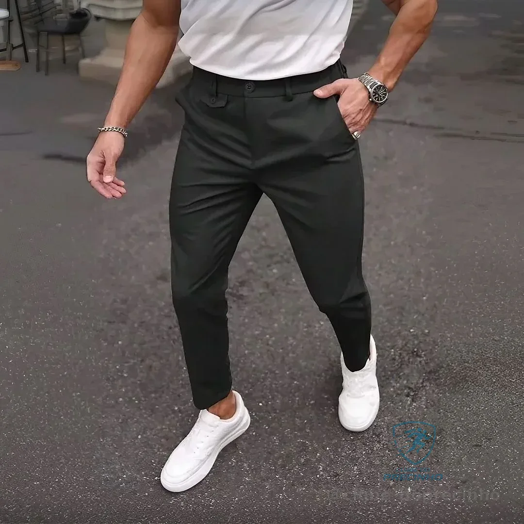 Calça Masculina Alfaiataria Italiana Corte Reto Social Aba