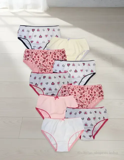 10 Calcinha Infantil Algodão Tradicional Menina Atacado