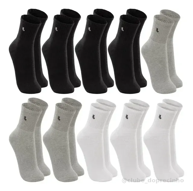 Kit 10 Pares Meia Lupo Original Masculina Cano Médio Algodão