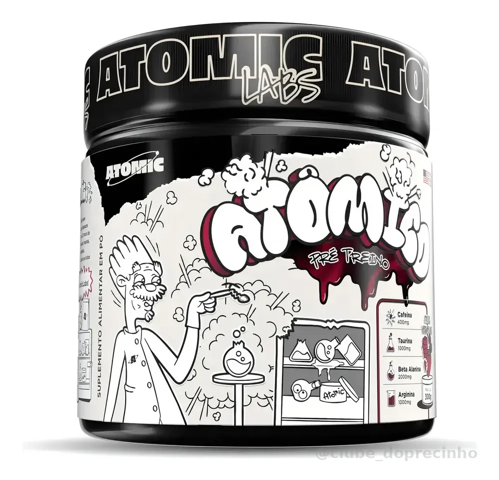 Pré-Treino Atomic Labs Atômico 300g Frutas Vermelhas com Cafeína e Beta-Alanina