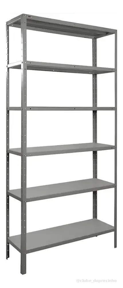 Estante Armário Prateleira de Aço 6 Bandejas Organizador Galvanizada Suporta 150kg 190cm x 90cm x 28cm