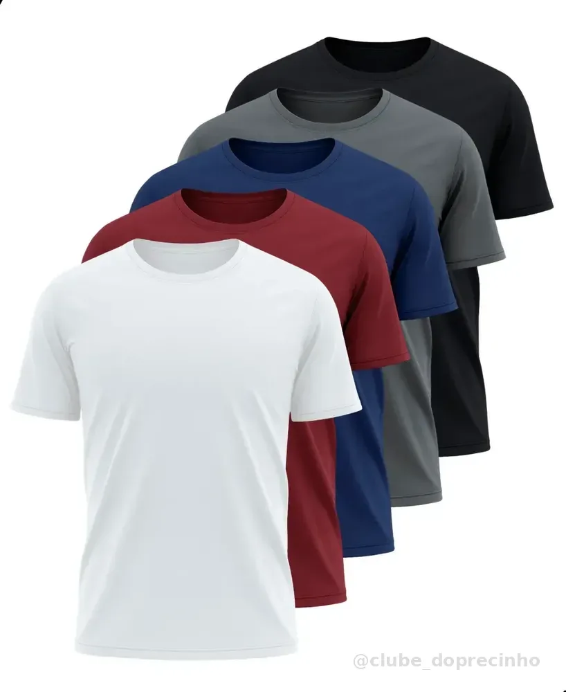 Kit 5 Camisetas Básicas Masculina Dry Fit Lisa Tradicional  Variado M