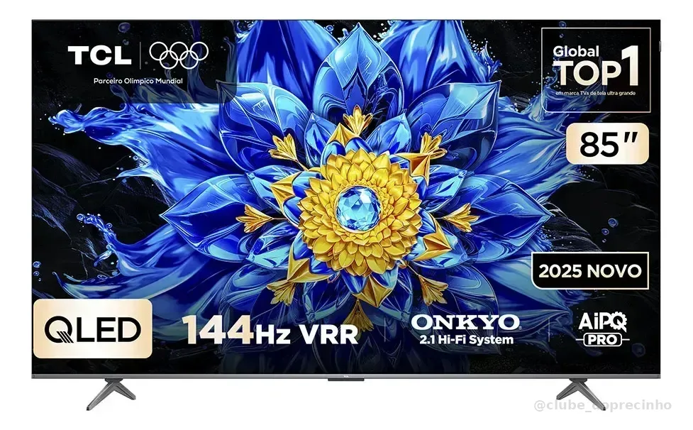 Smart TV TCL 85 Polegadas QLED 4K P8L WiFi Bluetooth Google TV HDR10+ 144 Hz VRR 85P8L