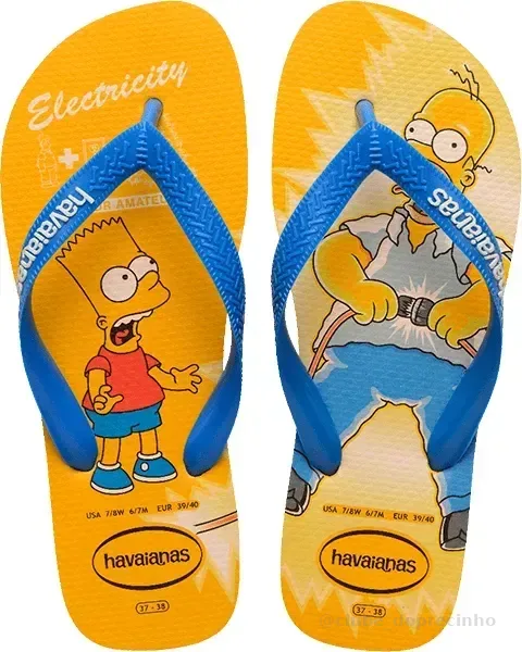 Chinelo Havaianas Legítima Simpsons Adulto Amarelo Homer/bart 41/42