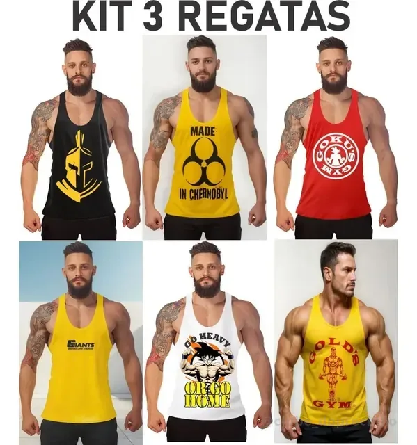 Kit 3 Regatas Masculinas Cavada Academia Sortidas Aleatórias