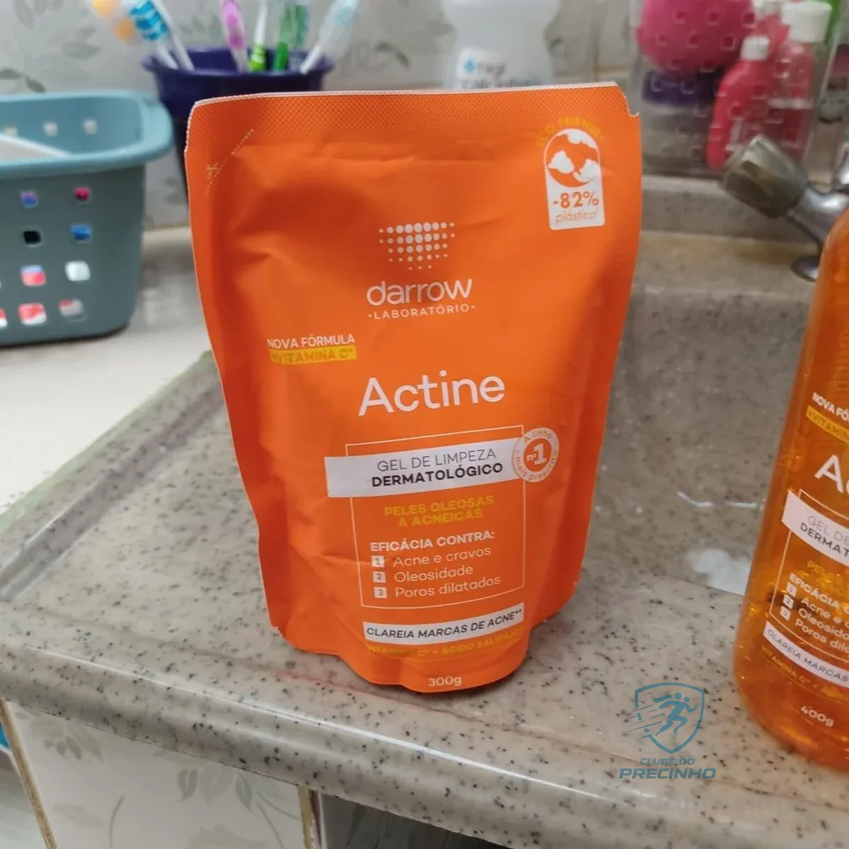 Darrow Actine Gel de Limpeza Dermatológico Facial com Ácido Salicílico, Vitamina C e Lactato de Mentila, Redução de 86% da Acne e -90% Oleosidade Imediatamente, 300g refil