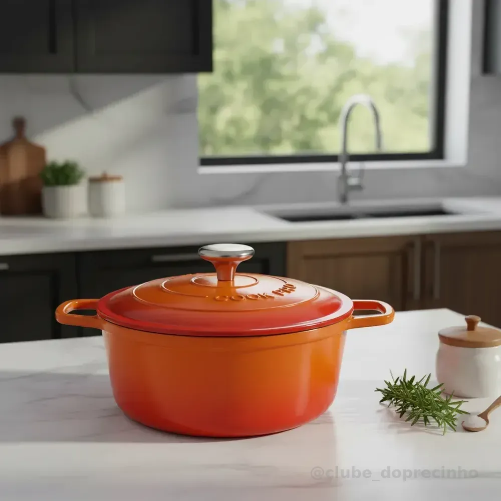 Panela Caçarola Laranja 24cm Antiaderente Com Tampa Indução. Laranja