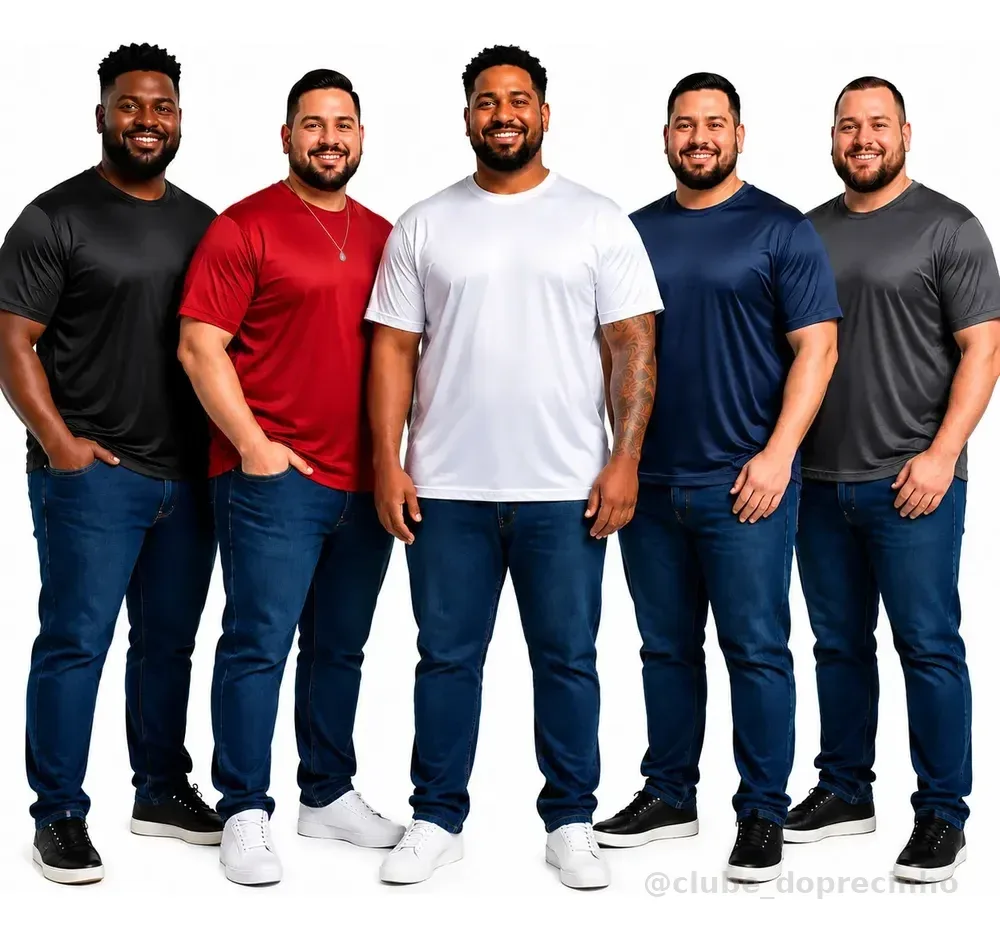 Kit 5 Camiseta Masculina Camisa Plus Size Atacado Qualidade Kit 5 Cores Diferentes Liso M