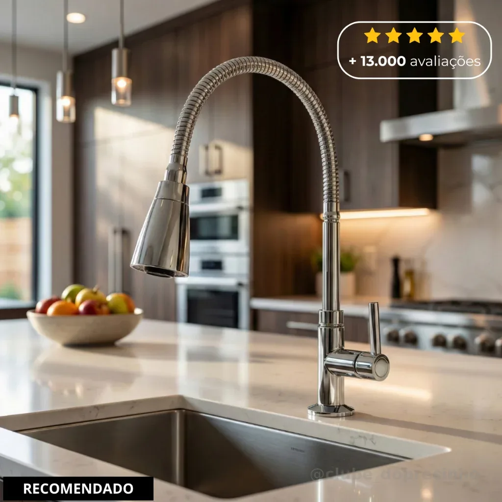 Torneira Gourmet Cozinha Bancada Pia Flexível 2 Jatos Abs
