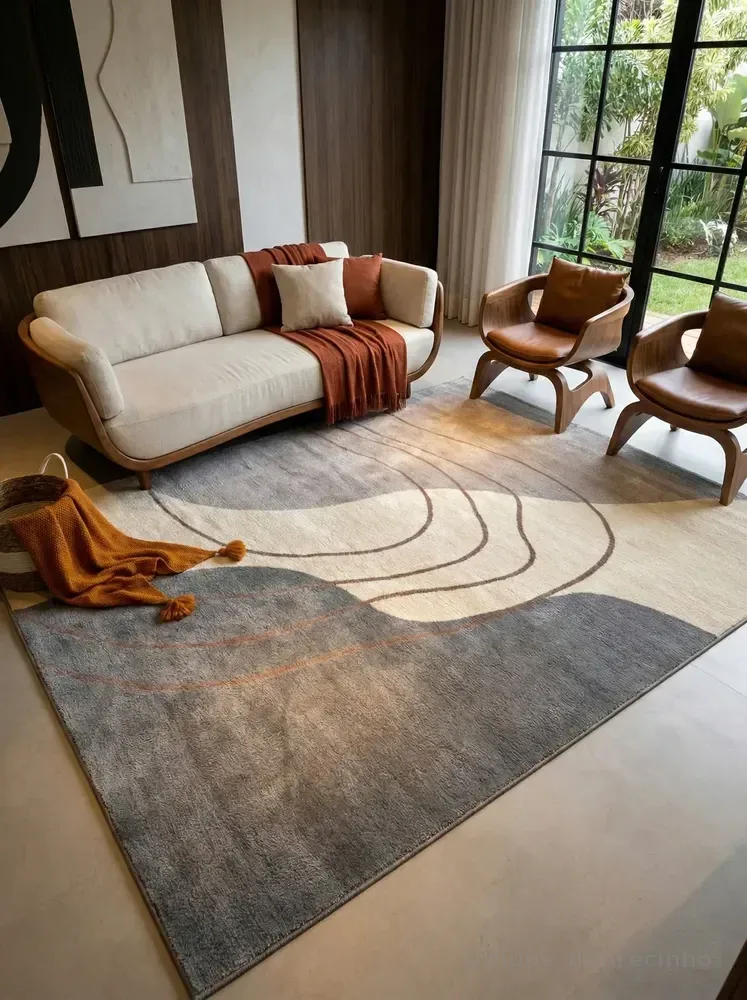 Tapete Sala Dune Exclusivo Alto Padrão Diversos Tamanhos 2.5 M 2 M Bege/cinza/marrom