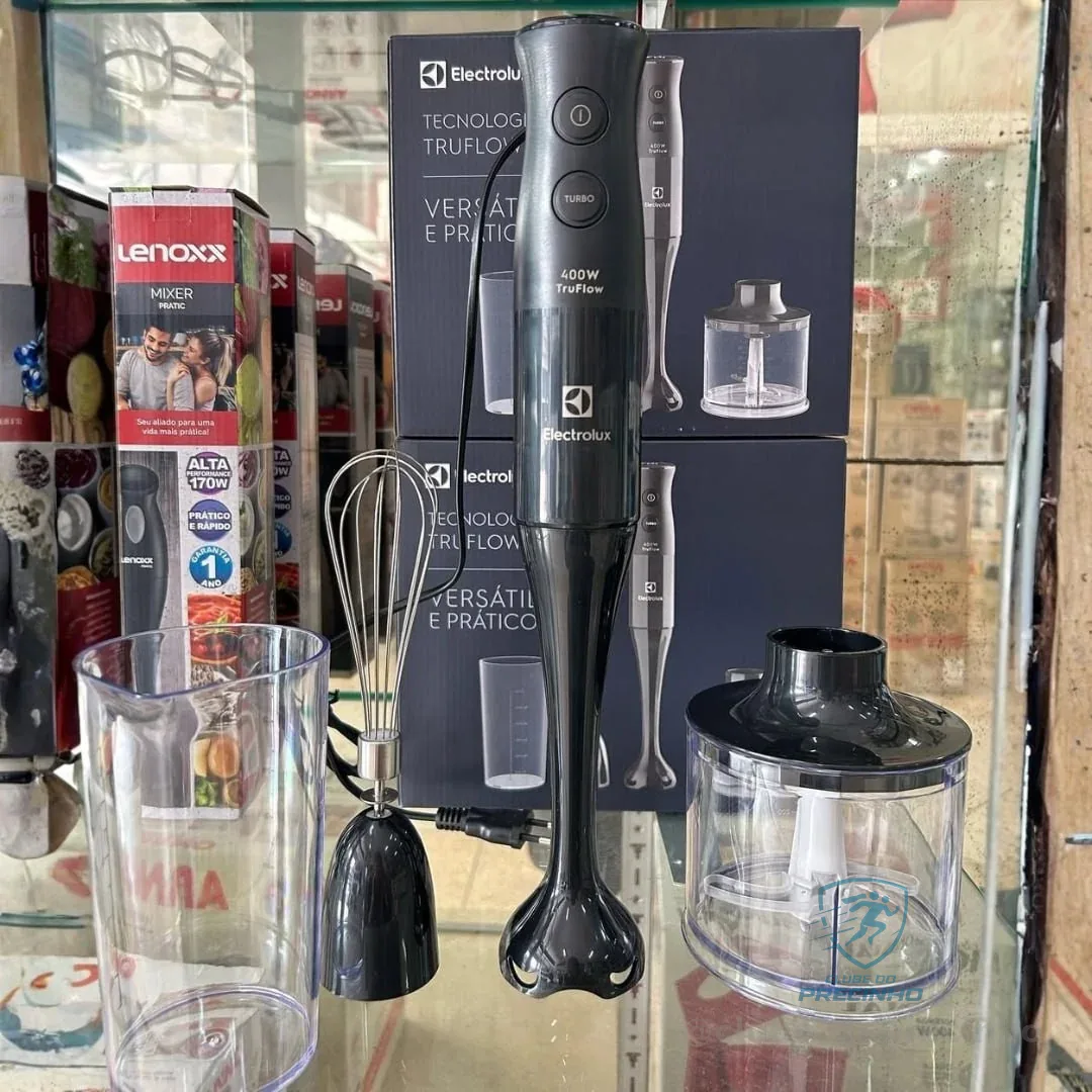 Electrolux Mixer Misturador Multiuso 3 em 1 400W 2 velocidades 3 acessórios mini processador capacidade resistente temperatura 600ml livre BPA EIB10 preto 220v