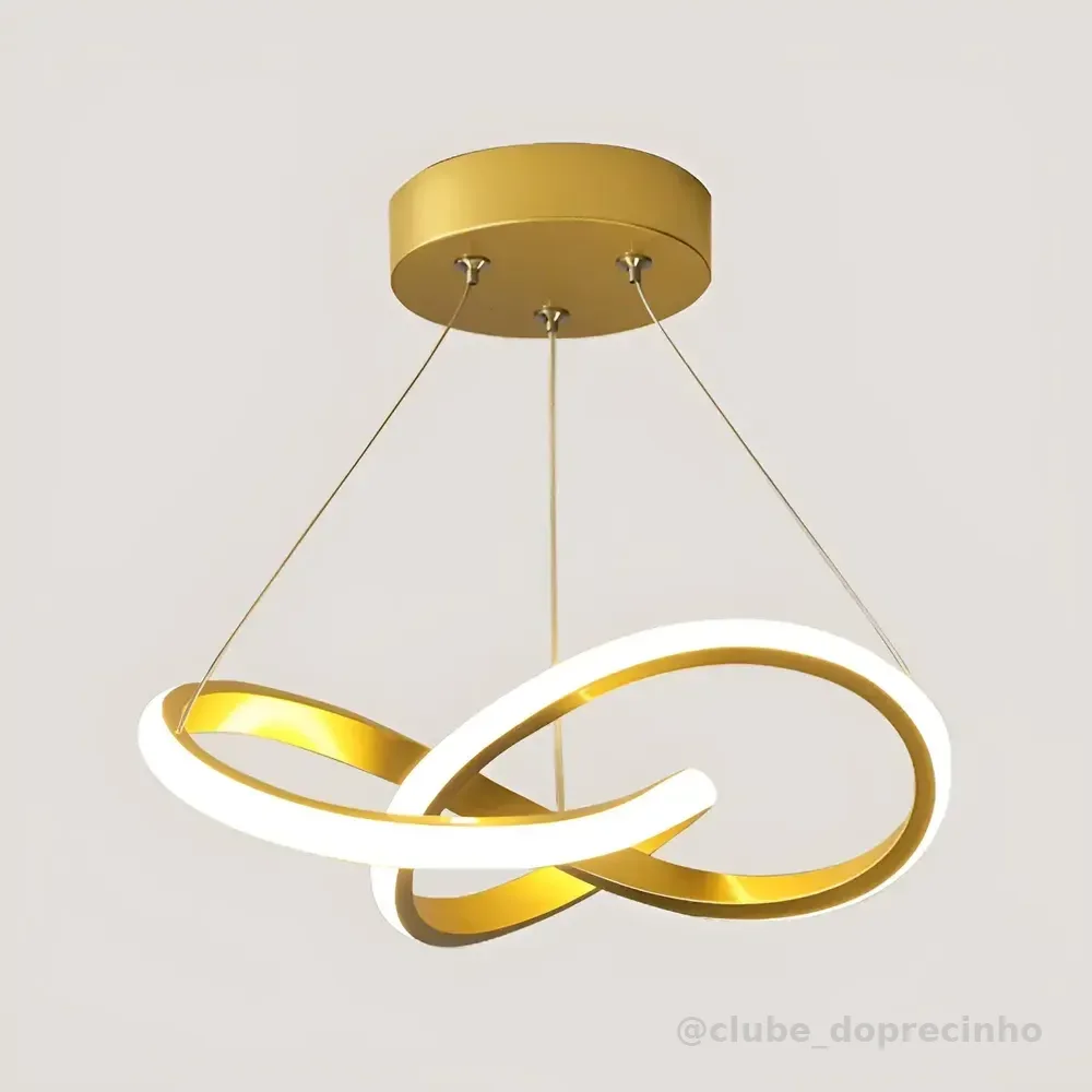 Lustre Pendente Moderna Led,luminaria Dourado Redondo Sala 127/220v Dourado