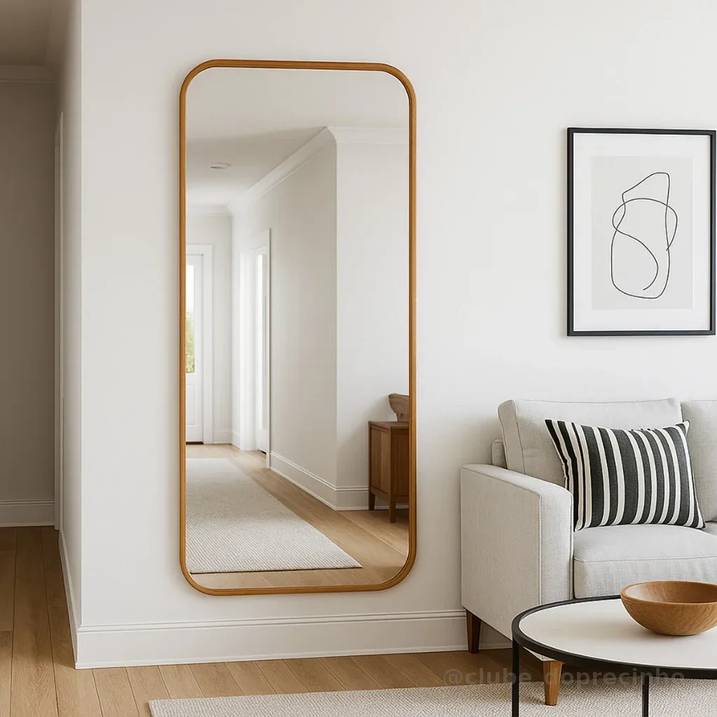 Espelho Orgânico Retangular 53x110cm Grande Moderno Decorativo Para Parede Sala Quarto Banheiro