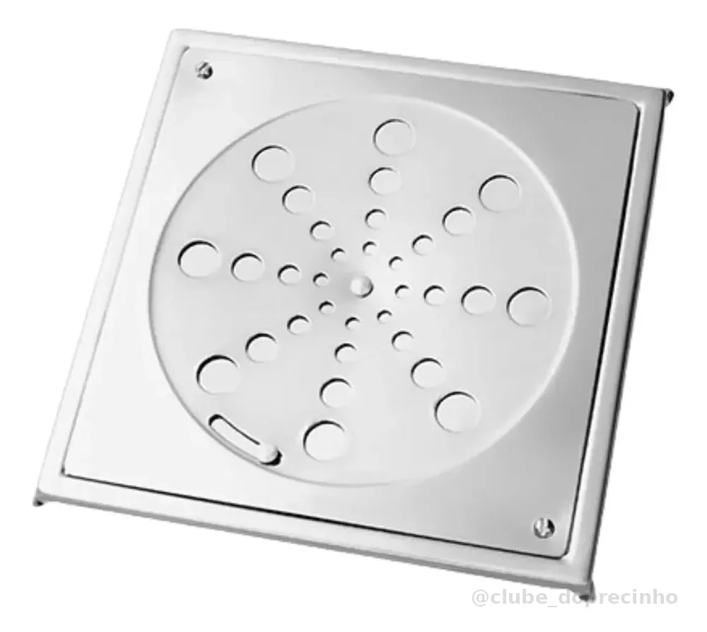 Ralo Grelha Inox Quadrada Tampa 15x15cm Abre/fecha Caixilho